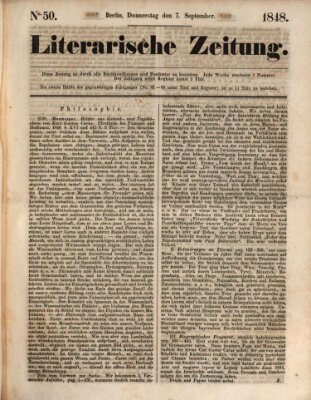 Literarische Zeitung Donnerstag 7. September 1848