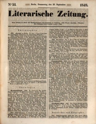 Literarische Zeitung Donnerstag 28. September 1848