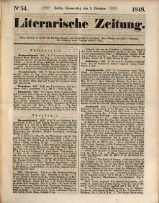 Literarische Zeitung Donnerstag 5. Oktober 1848