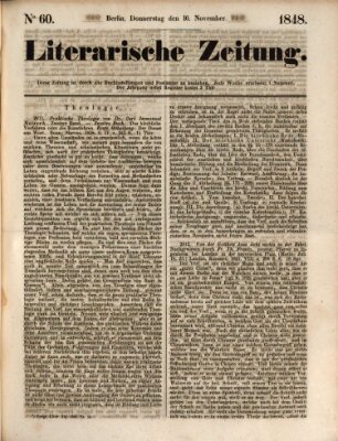 Literarische Zeitung Donnerstag 16. November 1848