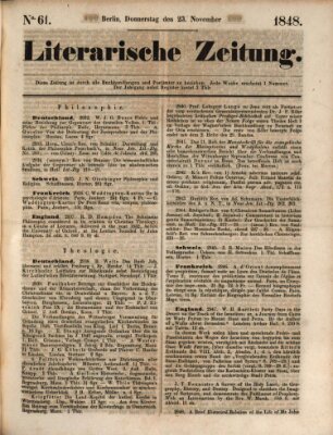 Literarische Zeitung Donnerstag 23. November 1848