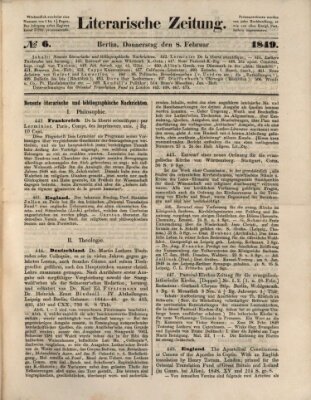 Literarische Zeitung Donnerstag 8. Februar 1849