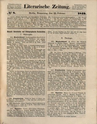 Literarische Zeitung Donnerstag 22. Februar 1849