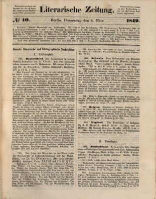 Literarische Zeitung Donnerstag 8. März 1849