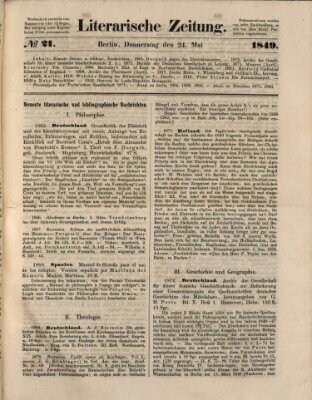 Literarische Zeitung Donnerstag 24. Mai 1849