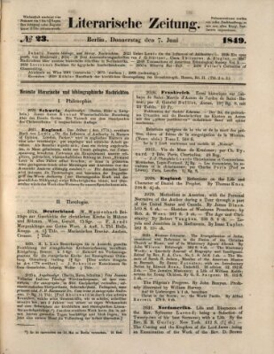 Literarische Zeitung Donnerstag 7. Juni 1849