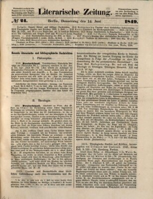 Literarische Zeitung Donnerstag 14. Juni 1849