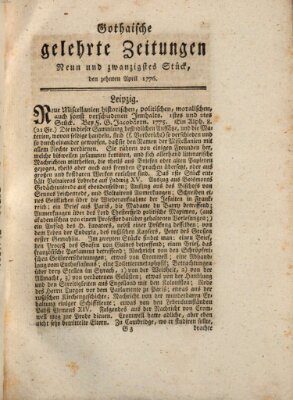 Gothaische gelehrte Zeitungen Mittwoch 10. April 1776