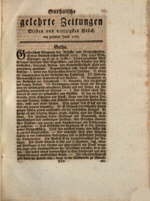 Gothaische gelehrte Zeitungen Mittwoch 12. Juni 1776