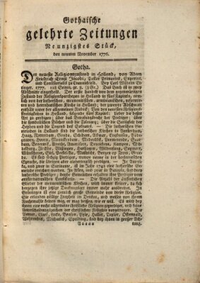 Gothaische gelehrte Zeitungen Samstag 9. November 1776