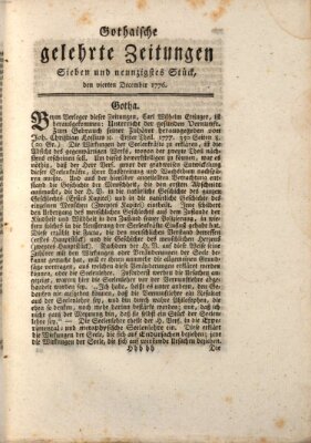 Gothaische gelehrte Zeitungen Mittwoch 4. Dezember 1776