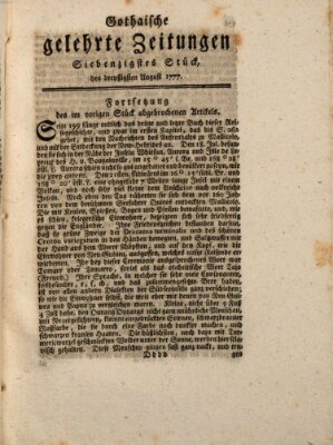 Gothaische gelehrte Zeitungen Samstag 30. August 1777