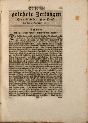 Gothaische gelehrte Zeitungen Mittwoch 3. September 1777