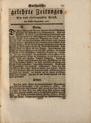 Gothaische gelehrte Zeitungen Samstag 6. September 1777