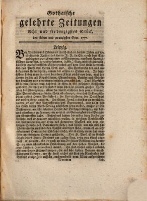 Gothaische gelehrte Zeitungen Samstag 27. September 1777