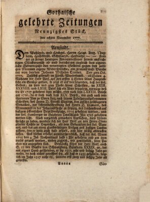 Gothaische gelehrte Zeitungen Samstag 8. November 1777