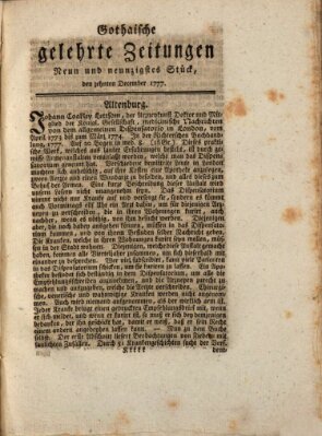 Gothaische gelehrte Zeitungen Mittwoch 10. Dezember 1777