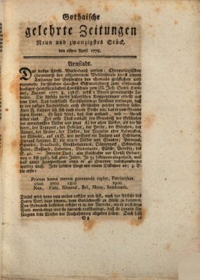 Gothaische gelehrte Zeitungen Samstag 11. April 1778