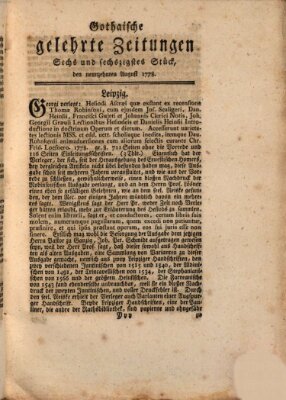 Gothaische gelehrte Zeitungen Mittwoch 19. August 1778