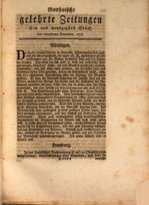 Gothaische gelehrte Zeitungen Samstag 14. November 1778