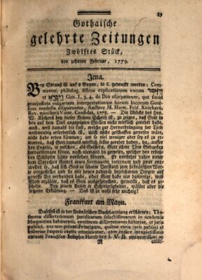 Gothaische gelehrte Zeitungen Mittwoch 10. Februar 1779