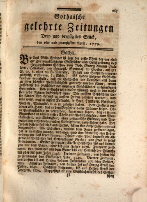 Gothaische gelehrte Zeitungen Samstag 24. April 1779