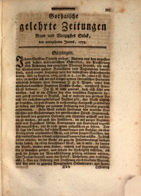 Gothaische gelehrte Zeitungen Samstag 19. Juni 1779