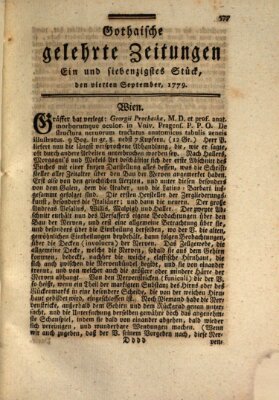 Gothaische gelehrte Zeitungen Samstag 4. September 1779