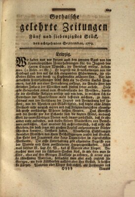 Gothaische gelehrte Zeitungen Samstag 18. September 1779