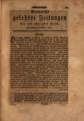 Gothaische gelehrte Zeitungen Samstag 9. Oktober 1779