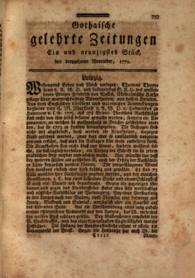 Gothaische gelehrte Zeitungen Samstag 13. November 1779