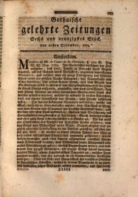 Gothaische gelehrte Zeitungen Mittwoch 1. Dezember 1779