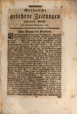 Gothaische gelehrte Zeitungen Mittwoch 5. Januar 1780