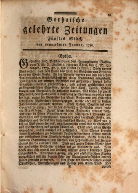 Gothaische gelehrte Zeitungen Mittwoch 19. Januar 1780