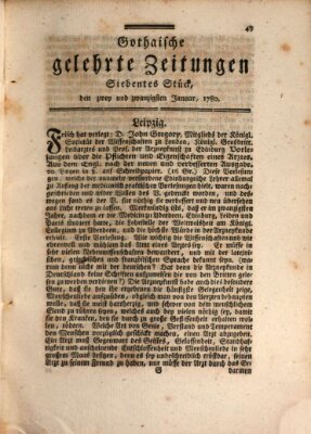 Gothaische gelehrte Zeitungen Samstag 22. Januar 1780