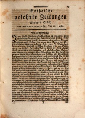 Gothaische gelehrte Zeitungen Samstag 29. Januar 1780