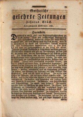 Gothaische gelehrte Zeitungen Mittwoch 2. Februar 1780