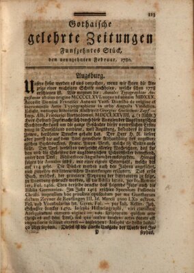 Gothaische gelehrte Zeitungen Samstag 19. Februar 1780