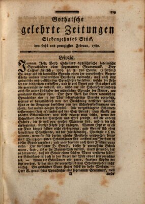 Gothaische gelehrte Zeitungen Samstag 26. Februar 1780