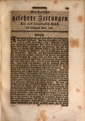 Gothaische gelehrte Zeitungen Samstag 15. April 1780