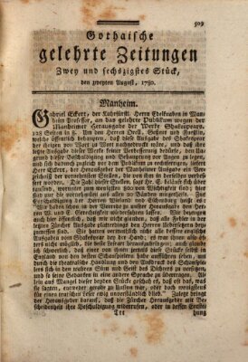 Gothaische gelehrte Zeitungen Mittwoch 2. August 1780