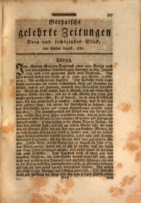 Gothaische gelehrte Zeitungen Samstag 5. August 1780