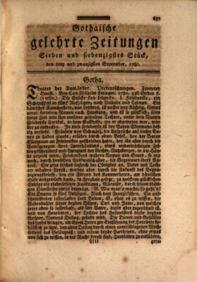 Gothaische gelehrte Zeitungen Samstag 23. September 1780