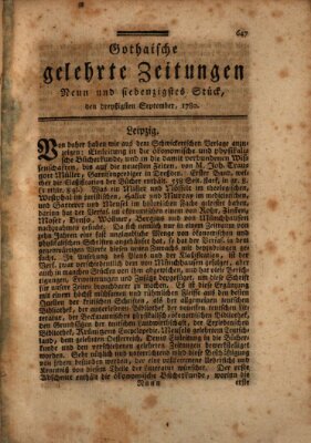 Gothaische gelehrte Zeitungen Samstag 30. September 1780