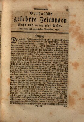 Gothaische gelehrte Zeitungen Mittwoch 29. November 1780