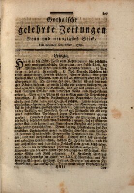 Gothaische gelehrte Zeitungen Samstag 9. Dezember 1780