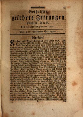 Gothaische gelehrte Zeitungen Mittwoch 17. Januar 1781