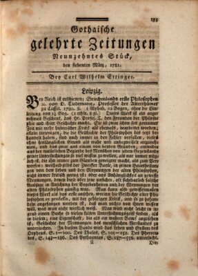 Gothaische gelehrte Zeitungen Mittwoch 7. März 1781