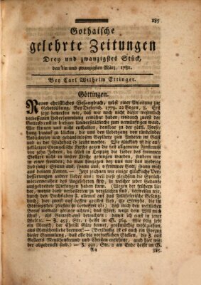 Gothaische gelehrte Zeitungen Mittwoch 21. März 1781