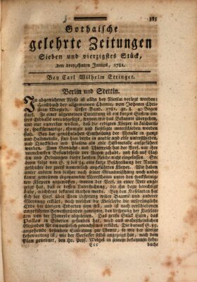 Gothaische gelehrte Zeitungen Mittwoch 13. Juni 1781